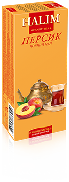 Чорний пакетований чай HALIM з персиком